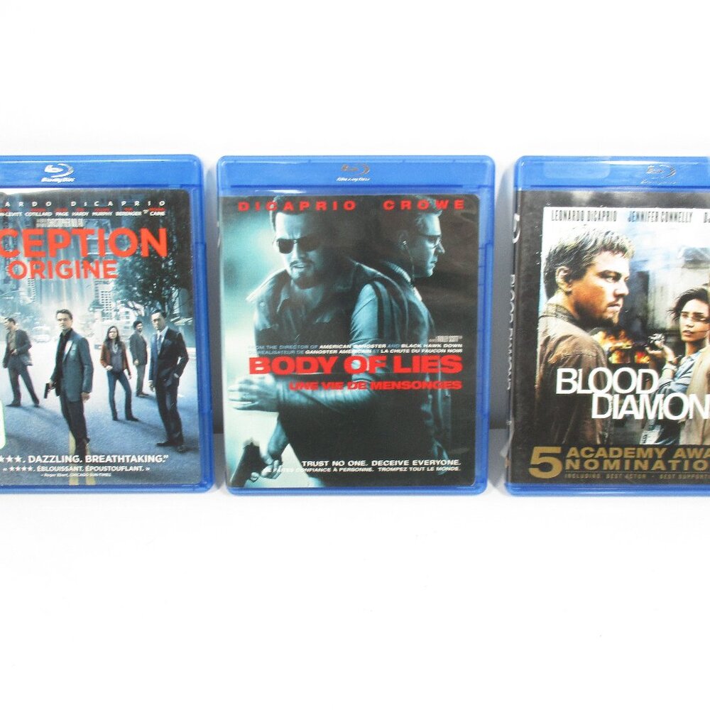 3 Blu-Ray Leonardo Dicaprio Films Blood Diamond, Inception & Body of Lies